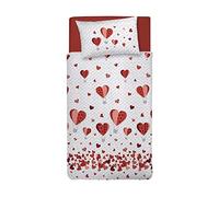 PENSIERI DELICATI Funda Nórdica Cama Individual 100% algodón, 155x200cm y 1 Funda de Almohada 52x82cm, Made in Italy, Funda nórdica Lavable a máquina a 40°, Globo de Aire Caliente Rojo