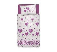 PENSIERI DELICATI Funda Nórdica Cama Individual 100% algodón, 155x200cm y 1 Funda de Almohada 52x82cm, Made in Italy, Funda nórdica Lavable a máquina a 40°, Globo de Aire Caliente Rosa