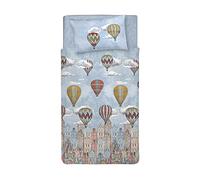 PENSIERI DELICATI Funda Nórdica Cama Individual 100% Algodón, 155x200cm y 1 Funda de Almohada 52x82cm, Made in Italy, Funda Nórdica Lavable a Máquina a 40°, Volando Naranja