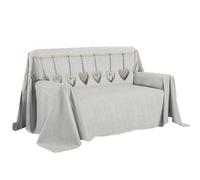 PENSIERI DELICATI Funda para sofá de 180 x 290 cm, Fabricada en Italia, 100% algodón Puro, con Estampado de Corazones Colgantes, Color Beige, Ideal como Tela Decorativa, salvadivas, Colcha de Verano
