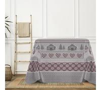 PENSIERI DELICATI Funda para sofá de 180 x 290 cm, Fabricada en Italia, 100% algodón Puro, diseño de Chalet Rojo, Ideal como Tela Decorativa, salvadivas, Colcha de Verano (1 Plaza)