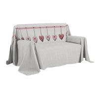 PENSIERI DELICATI Funda para sofá de 250 x 290 cm, Fabricada en Italia, 100% algodón Puro, con Estampado de Corazones Colgando Rojo, Ideal como Toalla Decorativa, salvadivano o Colcha de Verano (2