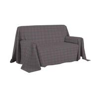 PENSIERI DELICATI Funda para sofá de 250 x 290 cm, Fabricada en Italia, 100% algodón Puro, Estampado tartán Antracita, Ideal como Tela Decorativa, salvadivas, Colcha de Verano (2 plazas)