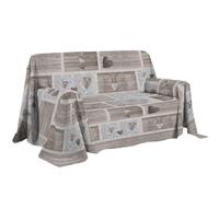 PENSIERI DELICATI Funda para sofá de 250 x 290 cm, Fabricada en Italia, 100% algodón Puro, fantasía Shabby in Love Beige, Ideal como Toalla Decorativa, salvadivano o Colcha de Verano (2 plazas)