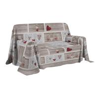 PENSIERI DELICATI Funda para sofá de 250 x 290 cm, Fabricada en Italia, 100% algodón Puro, fantasía Shabby in Love Rojo, Ideal como Toalla Decorativa, salvadivano o Colcha de Verano (2 plazas)
