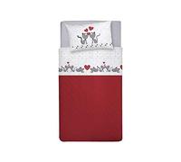 PENSIERI DELICATI Juego de Cama Individual 100% Algodón, 90x200 Que Incluye Sábana Bajera Debajo, Sábana Bajera Encima de Eso y 1 Funda de Almohada, Made in Italy, Gatitos Gris