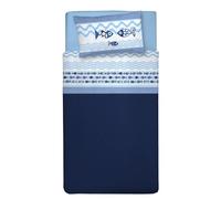 PENSIERI DELICATI Juego de Cama Individual 100% Algodón, 90x200 Que Incluye Sábana Bajera Debajo, Sábana Bajera Encima de Eso y 1 Funda de Almohada, Made in Italy, Patrón de Sea Life Azul