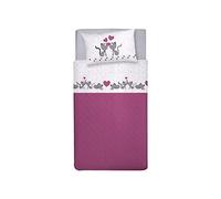 PENSIERI DELICATI Juego de Cama Individual MAX 100% algodón,120x200 Que Incluye Sábana Bajera Debajo, Sábana Bajera Encima de Eso y 1 Funda de Almohada, Made in Italy, Gatitos Rosado
