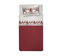 PENSIERI DELICATI Juego de Cama Individual MAX 100% Algodón,120x200 Que Incluye Sábana Bajera Debajo, Sábana Bajera Encima de Eso y 1 Funda de Almohada, Made in Italy, Gnomos Rojo