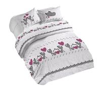 PENSIERI DELICATI Juego de funda nórdica de matrimonio 100% algodón, incluye funda de edredón de 250 x 200 cm y 2 fundas de almohada de 52 x 82 cm, fabricado en Italia, funda nórdica lavable a máquina