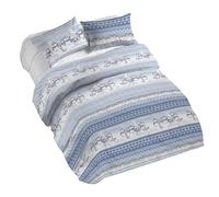 PENSIERI DELICATI Juego de funda nórdica de matrimonio 100% algodón, incluye funda de edredón de 250 x 200 cm y 2 fundas de almohada de 52 x 82 cm, fabricado en Italia, funda nórdica lavable a máquina