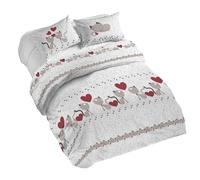 PENSIERI DELICATI Juego de funda nórdica de matrimonio 100% algodón, incluye funda de edredón de 250 x 200 cm y 2 fundas de almohada de 52 x 82 cm, fabricado en Italia, funda nórdica lavable a máquina
