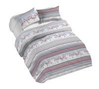 PENSIERI DELICATI Juego de funda nórdica de matrimonio 100% algodón, incluye funda de edredón de 250 x 200 cm y 2 fundas de almohada de 52 x 82 cm, fabricado en Italia, funda nórdica lavable a máquina
