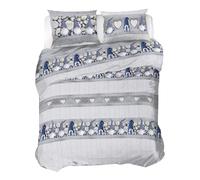 PENSIERI DELICATI Juego de Funda nórdica de Matrimonio de Franela, 100% algodón, Saco de 250 x 200 cm y Funda de Almohada de 52 x 82 cm, Fabricado en Italia, Funda nórdica Lavable a máquina a 40°,