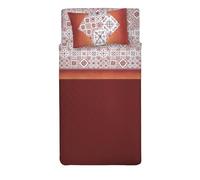 PENSIERI DELICATI Juego de sábanas de 1 Plaza y Media - 100% algodón - Juego de sábanas de 120 x 200 cm - Incluye sábana Bajera, encimera y 1 Funda de Almohada - Made in Italy - Fantasía mayólica