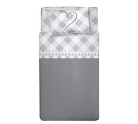 PENSIERI DELICATI Juego de sábanas de 1 Plaza y Media - 100% algodón - Juego de sábanas de 120 x 200 cm - Incluye sábana Bajera, encimera y 1 Funda de Almohada - Made in Italy - Fantasía Lovely Check