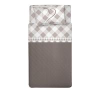 PENSIERI DELICATI Juego de sábanas de 1 Plaza y Media 100% algodón, Juego de sábanas de 120 x 200 cm, Incluye sábana Bajera, encimera y 1 Funda de Almohada, Made in Italy, fantasía Lovely Check Beige