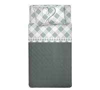 PENSIERI DELICATI Juego de sábanas de 1 Plaza y Media 100% algodón, Juego de sábanas de 120 x 200 cm, Incluye sábana Bajera, encimera y 1 Funda de Almohada, Made in Italy, fantasía Lovely Check Verde