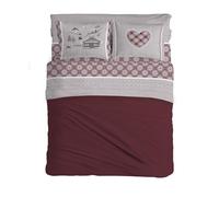PENSIERI DELICATI Juego de sábanas matrimonial 100% algodón, Juego de sábanas de 180 x 200 cm, Incluye sábana Bajera, encimera y 2 Fundas de Almohada, Made in Italy, fantasía Chalet Rojo