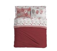 PENSIERI DELICATI Juego de sábanas matrimonial 100% algodón, Juego de sábanas de 180 x 200 cm, Incluye sábana Bajera, encimera y 2 Fundas de Almohada, Made in Italy, fantasía de Globos Rojos