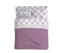PENSIERI DELICATI Juego de sábanas matrimonial 100% algodón, Juego de sábanas de 180 x 200 cm, Incluye sábana Bajera, encimera y 2 Fundas de Almohada, Made in Italy, fantasía Lovely Check Rosa