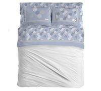 PENSIERI DELICATI Juego de sábanas matrimonial, Franela 100% algodón cálido y Suave, 2 plazas, 180 x 200 cm, Incluye sábana Bajera, encimera y 2 Fundas de Almohada, Made in Italy, Bologna Azul