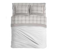 PENSIERI DELICATI Juego de sábanas matrimonial, Franela 100% algodón cálido y Suave, 2 plazas, 180 x 200 cm, Incluye sábana Bajera, encimera y 2 Fundas de Almohada, Made in Italy, Torino Beige