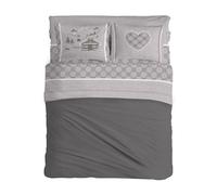 PENSIERI DELICATI Juego de sábanas matrimonial, Franela 100% algodón cálido y Suave, 2 plazas, 180 x 200 cm, Incluye sábana Bajera, encimera y 2 Fundas de Almohada, Made in Italy, Chalet Beige