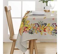 PENSIERI DELICATI, Mantel 145 x 190 cm, Mantel 100% algodón Panamá para 6 Personas, Impresión Digital de Alta resolución, Fantasía otoñal, Mantel Rectangular, Made in Italy