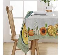 PENSIERI DELICATI, Mantel 145 x 250 cm, Mantel 100% algodón Panamá para 12 Personas, Impresión Digital de Alta resolución, Patrón de Calabaza, Mantel Rectangular, Made in Italy