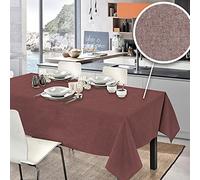 PENSIERI DELICATI Mantel Maxi 160 x 270 cm Made in Italy, Tela sobre Mesa 100% Algodón Puro Reciclado Teñido de Hilo, Color Unico Rojo, Mantel Rectangular Ecológico