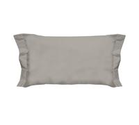 PENSIERI DELICATI Par de Fundas de Almohada de 52 x 82 cm con Acabado de Dos Volantes de Color Liso, Fabricado 100% en algodón, Fabricado en Italia, Color champán