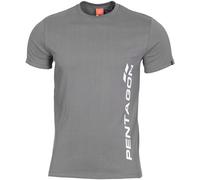 Pentagon Ageron Camiseta Logo Vertical Hombres Gimnasio Algodón Ejército Gris