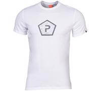 Pentagon Ageron Pentágono Forma Logo Camiseta Hombres Deporte Algodón Blanco