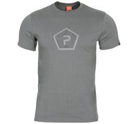 Pentagon Ageron Pentágono Forma Logo Camiseta Hombres Tee Algodón Gris Lobo