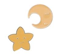 Pentagram for Gold Back Brooches Enamel Hat Pin Tie Tack Moon Star Brooch Metal Lapel Pins Yellow Zinc Alloy