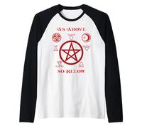 Pentagrama Rueda de Hécate Wicca Mente sobre Materia Gótica Camiseta Manga Raglan
