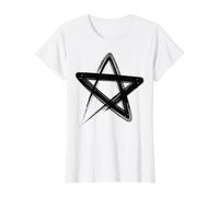 Pentagrama Wicca Mente sobre Materia Brujería Gótica Camiseta gráfica económica, Mujer, Blanco, XL