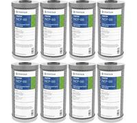 Pentair Pentek NCP-BB Filtro de agua de carbono azul grande, 10 pulgadas, cartucho de filtro plisado impregnado de carbono sin celulosa, 10 x 4.5 pulgadas, 10 micras, paquete de 8