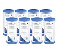Pentair Pentek R50-BB - Filtro de agua de sedimentos azul grande, 10 pulgadas, cartucho de filtro de poliéster plisado para toda la casa, 10 x 4.5 pulgadas, 50 micras, paquete de 8, color blanco