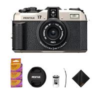 Pentax 17 cámaras de película compacta con formato de medio marco, lente F3.5 de 25 mm, ISO 50-3200, enfoque de 6 zonas, incluye película de rollo Kodak Gold 200 color negativo de 35 mm (paquete de 3)