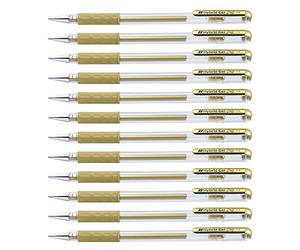 Pentel 0.8mm Sugerencia Hybrid Gel Metálico cómodo Grip dedo pluma de tinta - oro