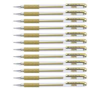 Pentel 0.8mm Tip Hybrid Gel Metallic Comfortable Finger Grip Ink Pen - Gold 1 co