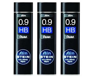 PENTEL AIN STEIN C279 - Juego de 3 cajas de 40 minas de 0,9 mm de dureza HB