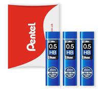 Pentel Ain Stein - Minas de recambio mecánico para lápices automáticos/mecánicos, en embalaje de almohada Pentel (0,5 mm HB, 3 unidades)