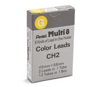 Pentel Arts 8 Colour Pencil Lead Refill, Yellow, 24 Pieces of Lead (CH2-G) by Pentel