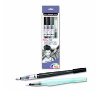 Pentel Arts - Juego de brochas de agua, color negro, gris, sepia y aquash (GFLFRHBP)