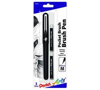 Pentel Artes de Bolsillo Pluma de Pincel, Incluye 2 Negro Tinta Recargas (GFKP3BPA)