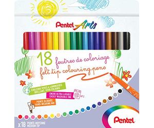 Pentel Arts SCS2E-18 - Rotulador para colorear (punta media, 18 unidades)