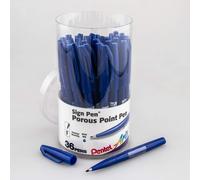 Pentel Arts Sign Pen Fiber-tipped Blue Ink 36-pk Canister (S520PC36C)